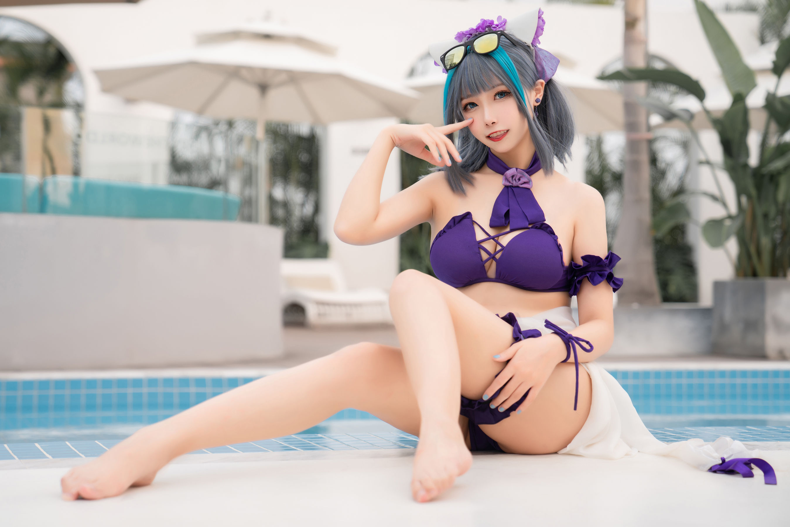 [COS福利]微博妹子Momoko葵葵–柴郡水着插图6